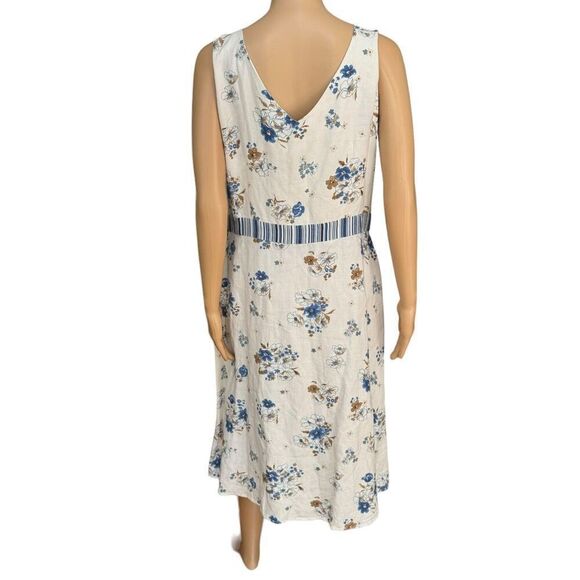 Jonathan Martin Studio Off Floral Sleeveless Wrap Dress ramie blend size 16 - Picture 3 of 6